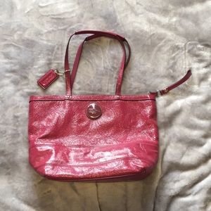Coach Fuchsia Pink Patent Leather Handbag Purse